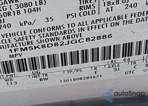 2018 Ford Explorer Xlt z USA, uszkodzony, nr VIN 1FM5K8D82JGC82886